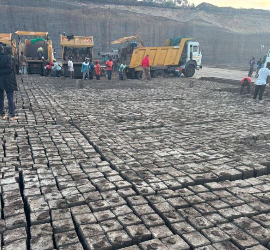Yellow Tipper Trucks Parked at Ndarugo Quarry