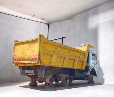 A tata truck being dismantled for spare parts