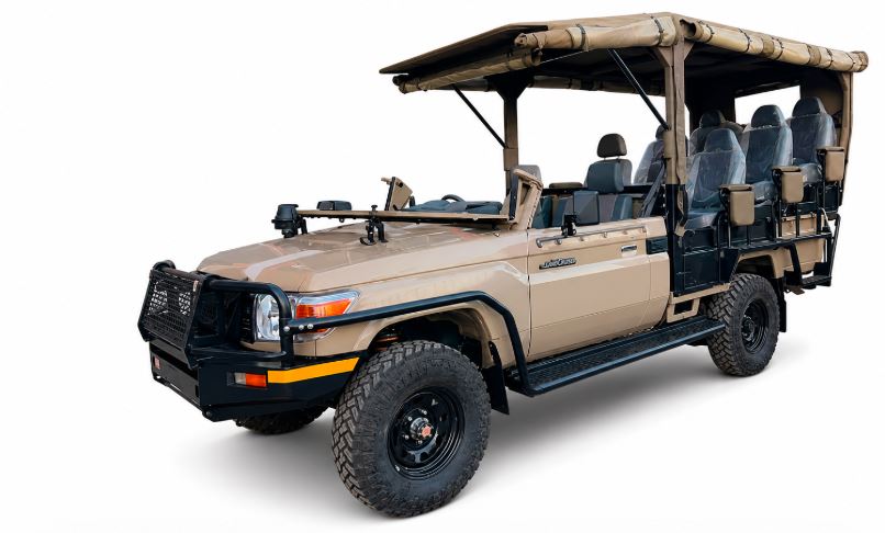 An open Landcruiser Tour van